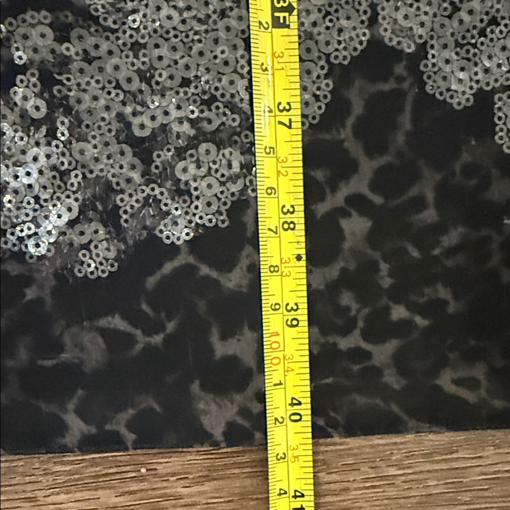 Elie Tahari Black and Silver Sequin Midi Dress with Waist tie - 10 - Picture 2 of 9